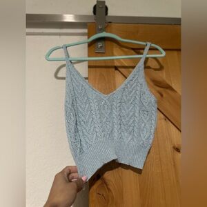 Debut Blue Ribbed Sleeveless Crop Camisole
